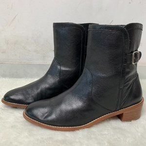 Loeffler Randall Black Leather Ankle Boots with Brown Sole